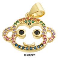 Messing hanger met micro-paved kubieke zirconia's, Dier, gold plated, Cute & mode sieraden & micro pave zirconia, gemengde kleuren, nikkel, lood en cadmium vrij, 16x18x2mm, Verkocht door PC