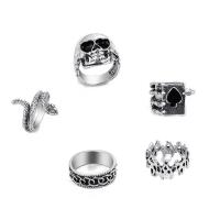 Zinklegering Ring Set, Zinc Alloy, silver plated, mode sieraden & verschillende stijlen voor de keuze & voor vrouw & glazuur, zilver, Verkocht door Stel