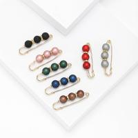 Zinc Alloy kraag Broche, met Plastic Pearl, Ronde, gold plated, 7 stuks & mode sieraden & voor vrouw, gemengde kleuren, nikkel, lood en cadmium vrij, 16x57mm, 7pC's/Stel, Verkocht door Stel