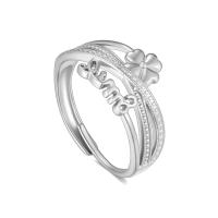 Vinger Ring in edelstaal, 316L roestvrij staal, Four Leaf Clover, Verstelbare & mode sieraden & voor vrouw, meer kleuren voor de keuze, inner diameter:17~21mm, Verkocht door PC