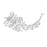 Diadema, aleación de zinc, con Cristal & Perlas plásticas, Joyería & para mujer, Blanco, libre de níquel, plomo & cadmio, 250x80mm, Vendido por Sarta