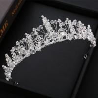 Tiaras, liga de zinco, with cristal, banhado, joias de moda & para mulher & com strass, branco, níquel, chumbo e cádmio livre, Diametro interno:Aprox 140mm, comprimento 34 cm, vendido por PC