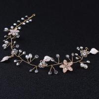 Diadema, aleación de zinc, con Perlas plásticas, para mujer & esmalte & con diamantes de imitación, dorado, libre de níquel, plomo & cadmio, 270x37mm, Vendido por UD