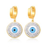 Mal Brincos Eye, Aço inoxidável 316L, joias de moda & para mulher & com strass, dourado, 35mm, vendido por par