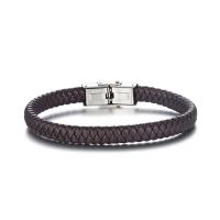 Par Armband och Armring, PU, med Titan Stål, mode smycken & Unisex, brun, 7.60mm, Säljs av PC