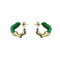 Pendientes de Perno en Latón, metal, Letra C, chapado en color dorado, Joyería & para mujer & esmalte, más colores para la opción, libre de níquel, plomo & cadmio, 20mm, Vendido por Par