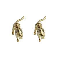 Pendientes de Perno en Latón, metal, Tigre, chapado en color dorado, Joyería & para mujer, libre de níquel, plomo & cadmio, 25mm, Vendido por Par