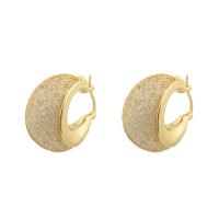 Boucle d'oreille Creole cerceau laiton, Placage de couleur d'or, bijoux de mode & pavé de micro zircon & pour femme, protéger l'environnement, sans nickel, plomb et cadmium, 29x26x16mm, Vendu par paire