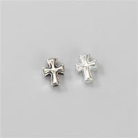 925 Sterling Silver coirníní, Cross, DIY, dathanna níos mó le haghaidh rogha, 7x9mm, Poll:Thart 1.6mm, Díolta De réir PC