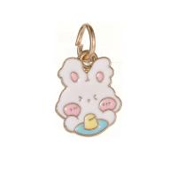 Pendentifs animaux en alliage de zinc, lapin, Placage de couleur d'or, DIY & émail, couleurs mélangées, protéger l'environnement, sans nickel, plomb et cadmium, Vendu par PC