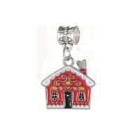 European stile Zinc Alloy pendenti, lega in zinco, Casa, placcato color argento, DIY & smalto, rosso, assenza di nichel,piombo&cadmio, Venduto da PC