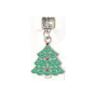 European stile Zinc Alloy pendenti, lega in zinco, Albero di Natale, placcato color argento, DIY & smalto, verde, assenza di nichel,piombo&cadmio, Venduto da PC