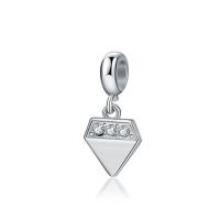 European stile Zinc Alloy pendenti, lega in zinco, Diamante, placcato color argento, DIY & con strass, assenza di nichel,piombo&cadmio, 10-30mm, Venduto da PC