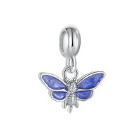 European Zinc Alloy Pendler, Butterfly, sølvfarvet forgyldt, du kan DIY & emalje, blå, nikkel, bly & cadmium fri, 10-30mm, Solgt af PC