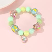 résine bracelet, avec alliage de zinc, Licorne, Placage, vernis d'étuvage & pour femme & émail & avec strass, couleurs mélangées, 12mm,16mm, Longueur Environ 16.5-17 cm, Vendu par PC