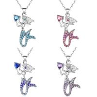 Zinc Alloy Jewelry Necklace Mermaid silver color plated Unisex & with rhinestone nickel lead & cadmium free Length Approx 50 cm Sold By PC