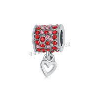 European stile Zinc Alloy pendenti, lega in zinco, Cuore, placcato, DIY & con strass, nessuno, assenza di nichel,piombo&cadmio, 10-15mm, Venduto da PC