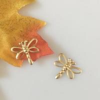 Guld-fyldt Pendel, Dragonfly, 14K guld fyldt & du kan DIY, nikkel, bly & cadmium fri, 14x12.7mm, Hole:Ca. 0.9mm, Solgt af PC