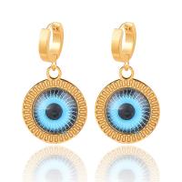 Boucles d'oreilles Mal Eye, acier inoxydable 316L, avec Acrylique, bijoux de mode & pour femme, doré, 33mm, Vendu par paire