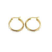 Titanium Steel  Earring 18K gold plated fashion jewelry & micro pave cubic zirconia & for woman golden Sold By Pair