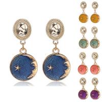 Lo zinco in lega Stud Earring, lega in zinco, Cerchio piatto, placcato color oro, per la donna & smalto, nessuno, assenza di nichel,piombo&cadmio, 22x48mm, Venduto da coppia