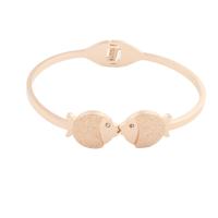 Bracelet en acier inoxydable, Acier inoxydable 304, poisson, Placage, bijoux de mode & avec strass, couleur or rose, 53x62x2mm, Vendu par PC