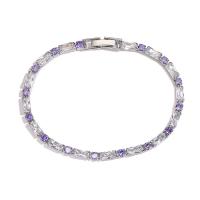 Cilindrata Zircone Bracciale in ottone micro pavimenta, placcato, gioielli di moda & Micro spianare cubic zirconia, nessuno, assenza di nichel,piombo&cadmio, Lunghezza 17 cm, Venduto da PC