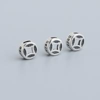 925 Sterling Silver Spacer Bead, Forntida kinesiska mynt, Vintage & DIY & ihålig, 6.20x3mm, Hål:Ca 1mm, Säljs av PC