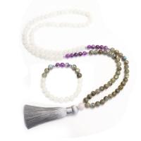 Collier bijoux de pierre gemme, Labradorite, avec Fils de polyester & améthyste & quartz clair, fait à la main, Naturel & bijoux de mode & styles différents pour le choix & pour femme, multicolore, Vendu par brin