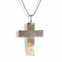 Shell Halsband, med Zink Alloy, med 6cm extender kedja, Cross, silver pläterad, mode smycken & Unisex, flerfärgad, 47x65mm, Längd Ca 59 cm, Säljs av PC