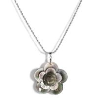 Muschel Halskette, mit Zinklegierung, mit Verlängerungskettchen von 6cm, Blume, silberfarben plattiert, Modeschmuck & unisex, farbenfroh, 47mm, Länge ca. 58 cm, verkauft von PC