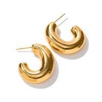 Stainless Steel Stud Earrings 304 Stainless Steel Vacuum Ion Plating fashion jewelry & for woman golden Sold By Pair