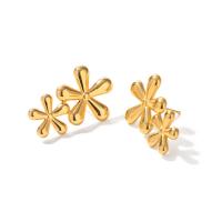 Stainless Steel Stud Earrings 304 Stainless Steel Vacuum Ion Plating fashion jewelry & for woman golden Sold By Pair