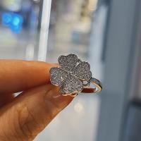 Messing ringen, Four Leaf Clover, silver plated, mode sieraden & voor vrouw, zilver, nikkel, lood en cadmium vrij, Verkocht door PC