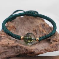 Nylonsnor Armbånd, med Green Phantom Quartz & Zinc Alloy, med 10cm extender kæde, håndlavet, mode smykker & for kvinde, grøn, 11mm, Længde 15 cm, Solgt af PC