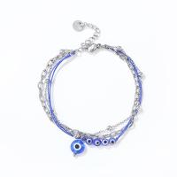 Bracelet Evil Eye bijoux, Acier inoxydable 304, avec Des billes de verre, Plat rond, bijoux de mode & multicouche & pour femme & émail, plus de couleurs à choisir, Longueur Environ 15.5 cm, Vendu par PC