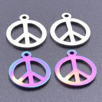 Stainless Steel Pendants 304 Stainless Steel Flat Round Vacuum Ion Plating fashion jewelry & DIY & hollow Sold By PC