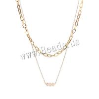 Collana Multi strato, 304 acciaio inox, with perla d'acquadolce coltivata naturalmente, with 5cm extender chain, Doppio strato & gioielli di moda & per la donna, nessuno, 4mm, Lunghezza Appross. 38 cm, Venduto da PC