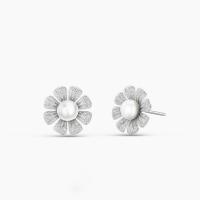 Øremærkning af zinklegeret stud, Zinc Alloy, med Ferskvandsperle, Daisy, poleret, mode smykker & for kvinde, nikkel, bly & cadmium fri, 11.5x11.5mm,5mm, Solgt af par