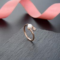 Zink Alloy Finger Ring, med Shell Pearl, steg guldfärg pläterade, mode smycken & micro bana cubic zirconia & för kvinna, nickel, bly och kadmium gratis, 1.5x1.2mm,5mm,1mm, Säljs av PC