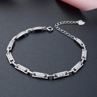 Zinklegering armbandkettingen, Zinc Alloy, met 1.18inch extender keten, mode sieraden & micro pave zirconia & voor vrouw, nikkel, lood en cadmium vrij, 2mm, Lengte Ca 6.3 inch, Verkocht door PC