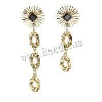 Pendientes asimétricos, aleación de zinc, Flor, chapado en color dorado, Joyería & para mujer & con diamantes de imitación, más colores para la opción, libre de níquel, plomo & cadmio, 27x106mm, Vendido por Par