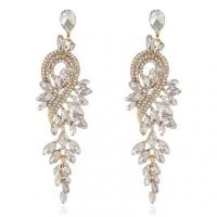 Zinc Alloy Drop Earrings gold color plated for woman & with rhinestone nickel lead & cadmium free Sold By Pair