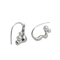 Boucles d'oreilles asymétriques, laiton, avec perle de plastique, Placage, bijoux de mode & pour femme, plus de couleurs à choisir, protéger l'environnement, sans nickel, plomb et cadmium, 20mm, Vendu par paire