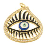 Evil Eye Hangers, Messing, Traan, gold plated, mode sieraden & DIY & glazuur, gemengde kleuren, nikkel, lood en cadmium vrij, 29x33x2mm, Verkocht door PC