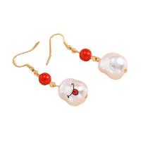 Pendientes de Aleación de Zinc, con Perlas plásticas, chapado en color dorado, Joyería & para mujer, color mixto, libre de níquel, plomo & cadmio, 16x54mm, Vendido por Par