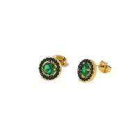 304 rustfrit stål Stud Earring, ægte forgyldt, forskellige stilarter for valg & Micro Pave cubic zirconia & for kvinde, 7.8-10.5mm, Solgt af par