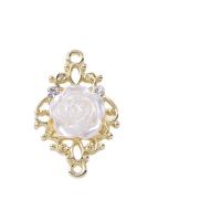 Zinc Alloy Flower Pendants with Plastic Pearl KC gold color plated DIY & hollow 19-28mm Sold By PC