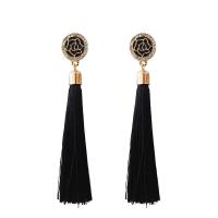 Fashion Fringe Oorbellen, Zinc Alloy, met Nylon, verschillende stijlen voor de keuze & voor vrouw & met strass, meer kleuren voor de keuze, nikkel, lood en cadmium vrij, 85mm, Verkocht door PC