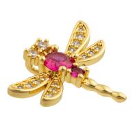 Messing hangers, Dragonfly, gold plated, mode sieraden & DIY & met strass, gemengde kleuren, nikkel, lood en cadmium vrij, 20x24x5mm, Verkocht door PC